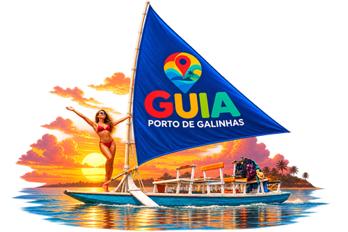 Jangada ao pôr do sol com a vela do Guia Porto de Galinhas